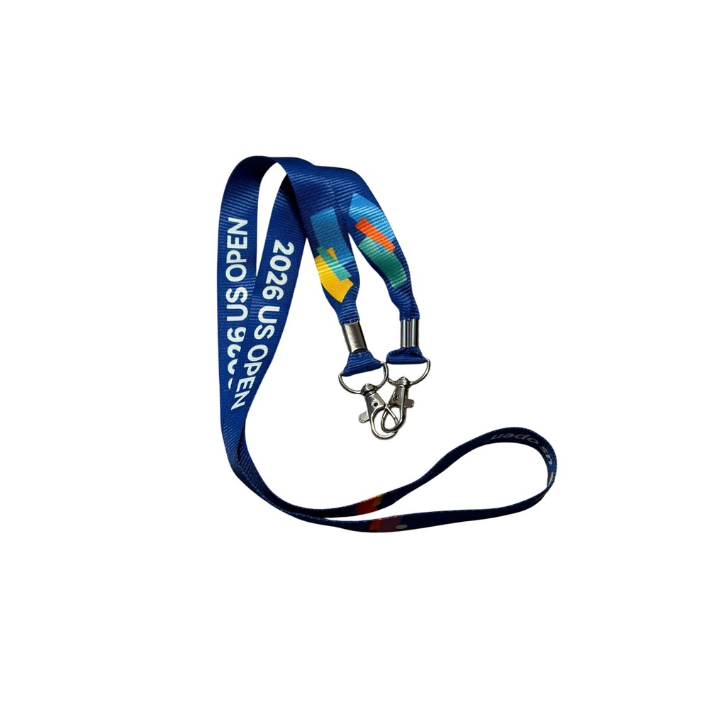 2026 US Open Tennis Blue Lanyard Dual Lobster Claw Clasp Souvenir Accessory